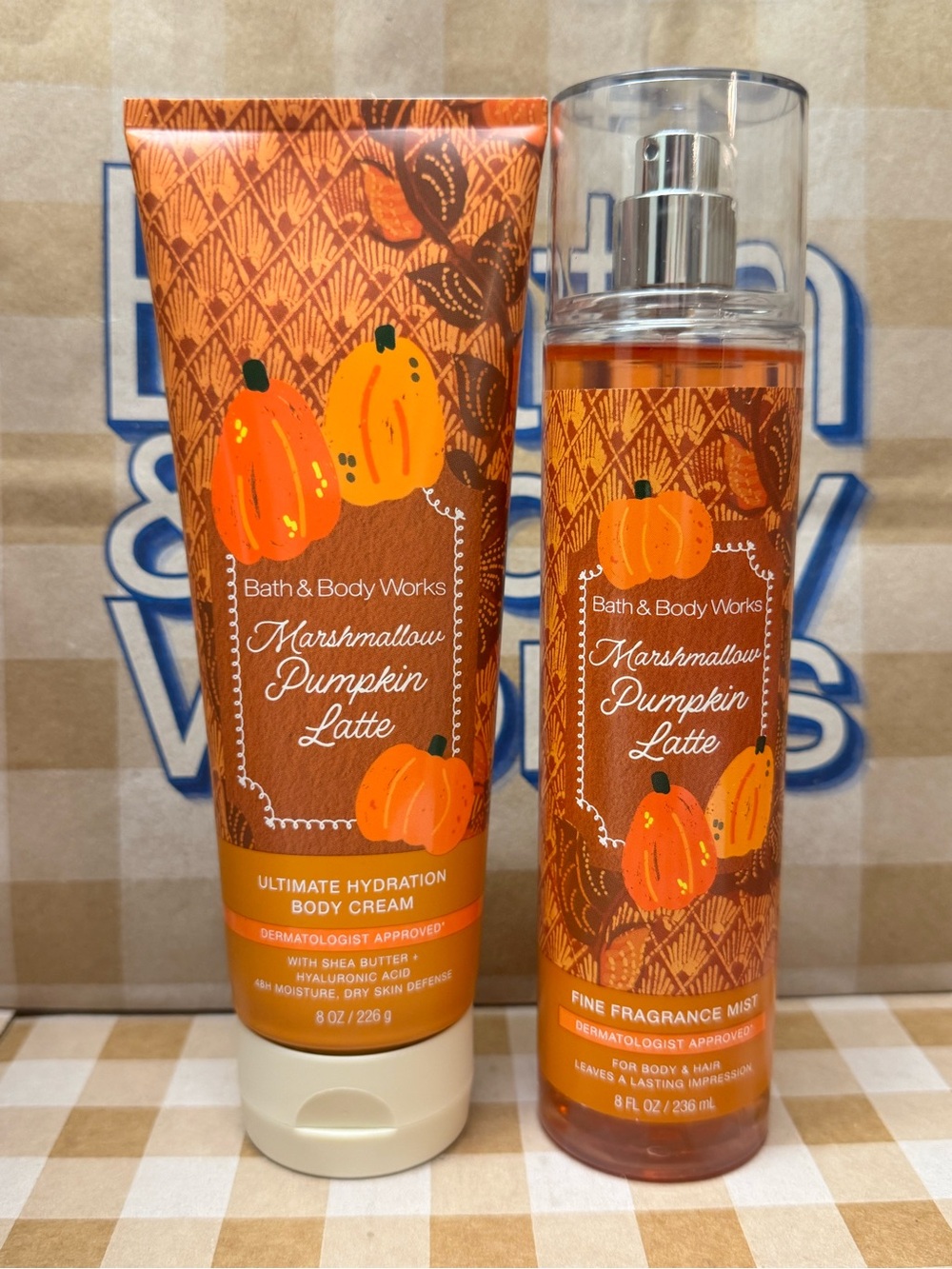 NEW B&BW Marshmallow Pumpkin Latte Fragrance and Body Cream Set
